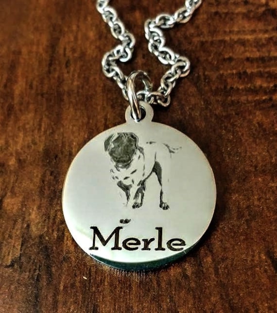 Zierliche Dogge/Bordeauxdogge Oder Any Breed Gravierte Personalisierte Halskette von TalkToThePaws