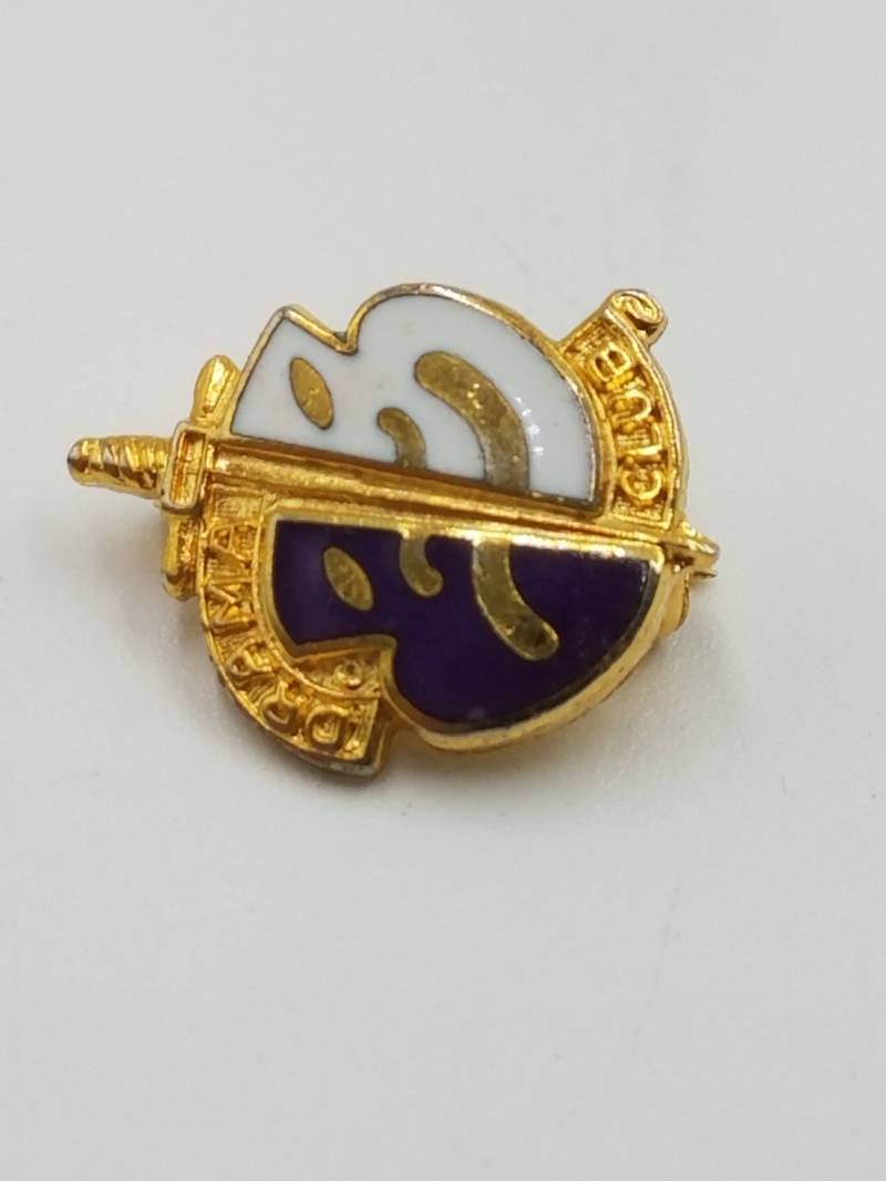 Drama Club Pin Emaille Blau Weiß Gold 1/2 "x 1/2" Sammlerstück von TalkingDogsVintage