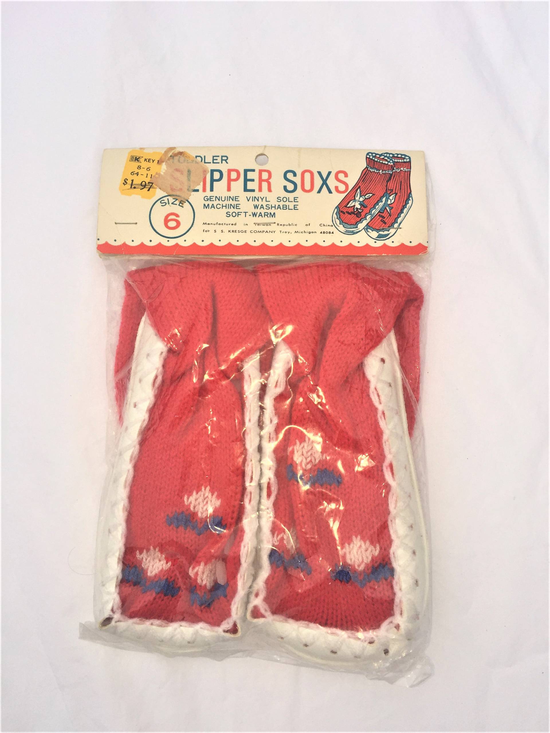 Kleinkind Slipper Sox Nip Kresge Funky Fair Isle Blumen Original Tags Troy, Mi Größe 6 Vinyl Sohle von TalkingDogsVintage