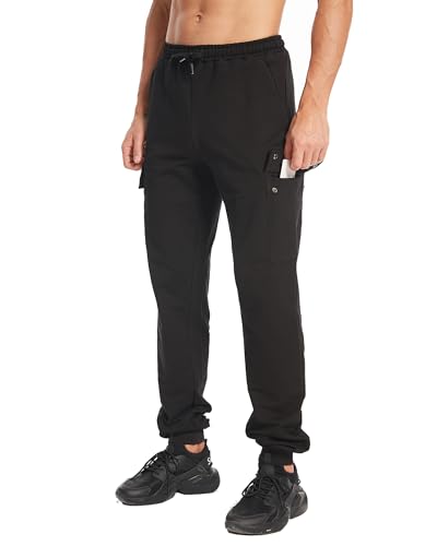 Tall MobPlace Herren 86,4 cm/91,4 cm Athletic Pants für große Männer, bequeme Passform, strapazierfähiges Gewebe, Schwarz, Large Hoch von Tall MobPlace