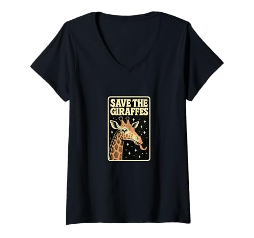 Damen Rettet die Giraffen — Wildtierschutz, Safari, Natur T-Shirt mit V-Ausschnitt von Tall Neck Guardian Art
