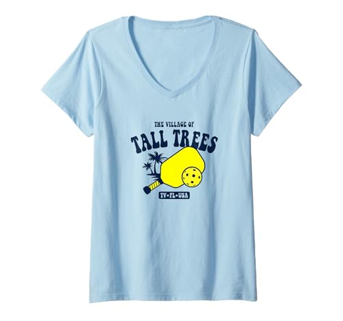 Damen Das Dorf der hohen Bäume TV FL USA Pickleball Design T-Shirt mit V-Ausschnitt von Tall Trees TV FL USA Designs and Souvenirs