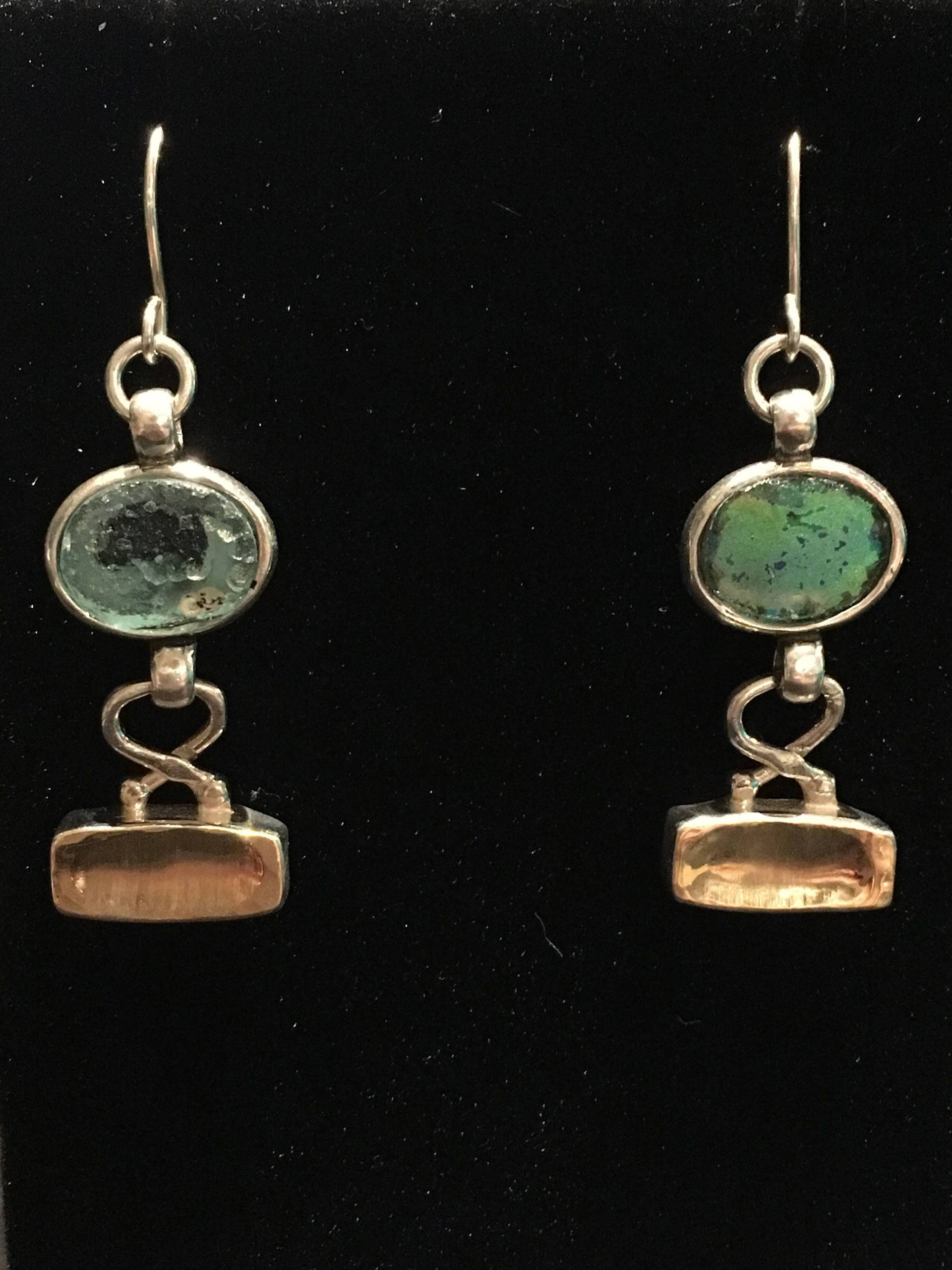 Alten Roman Glass | 500-1000 Ohrringe Set in 14 K Gold Und Silber von TallShipTrading