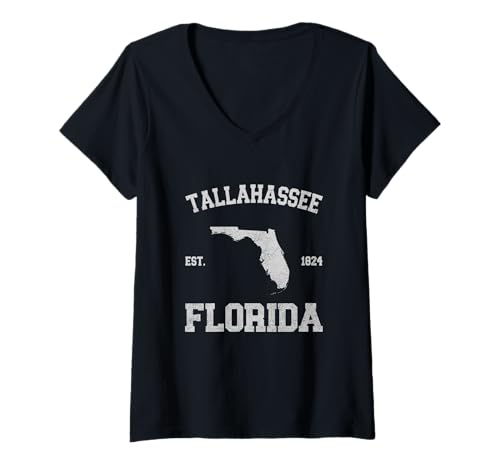 Damen Tallahassee T-Shirt mit V-Ausschnitt von Tallahassee, Florida FL Designs 0825