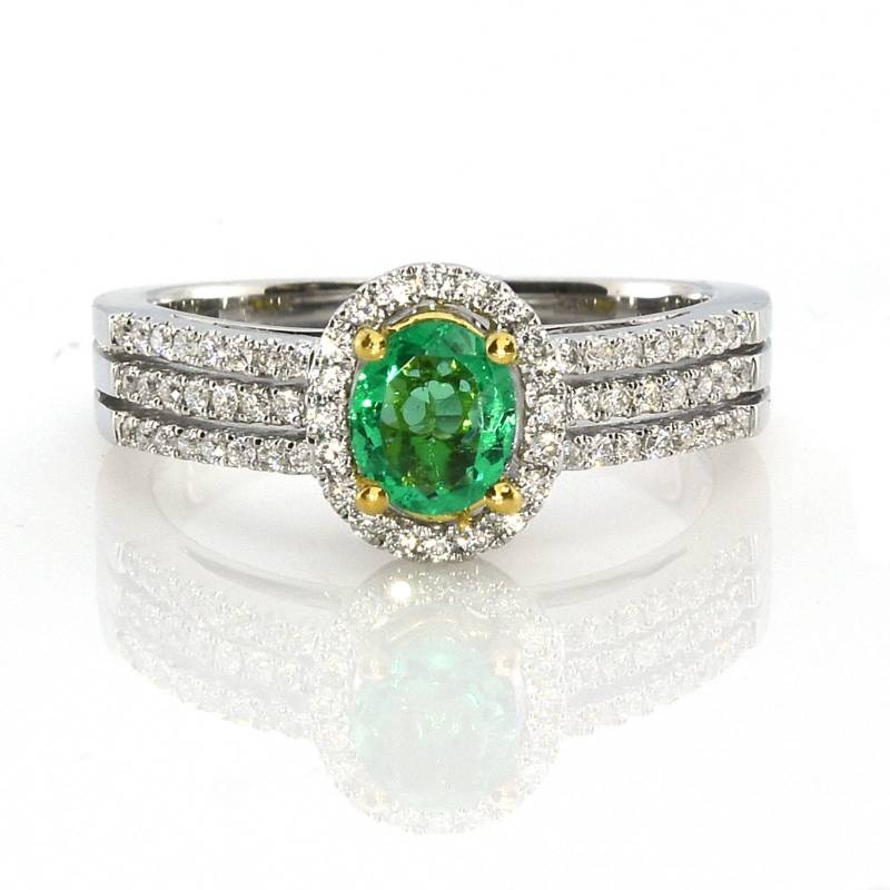 Echte 0, 82 Ct Natürlichen Grünen Smaragd Verlobungsring Oval 18K Gold G Vs2 von TaloreDiamonds