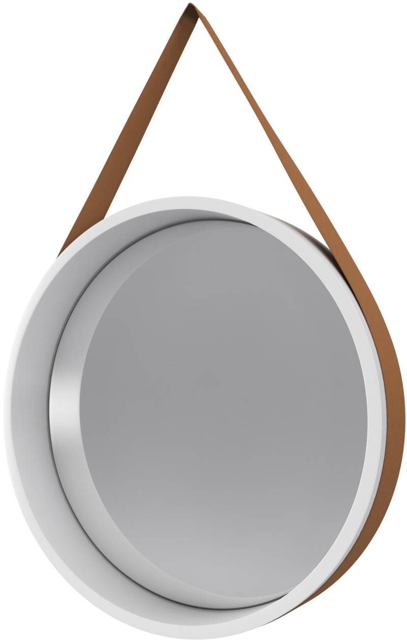 Talos Badspiegel "FJORD" Ø 50 cm, mit PU-Band in Lederoptik von Talos