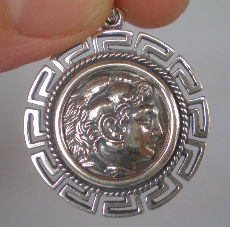 Alexander Der Große Herkules Silbermünzen Anhänger Mit Mäander - Makedonien König Schmuck von TalosArtifacts