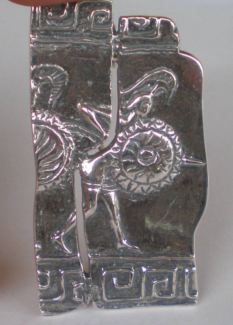 Spartan Wandbild Reproduktion Silber Anhänger Brosche Pin König Leonidas von TalosArtifacts