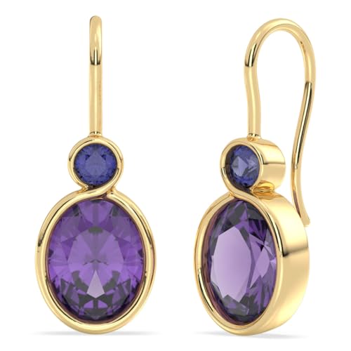 Goldener Anhänger mit Amethyst und natürlichen Edelsteinen von Iolith in Sterlingsilber, 14,7 x 9, Edelstein, Amethyst Iolith von Talula