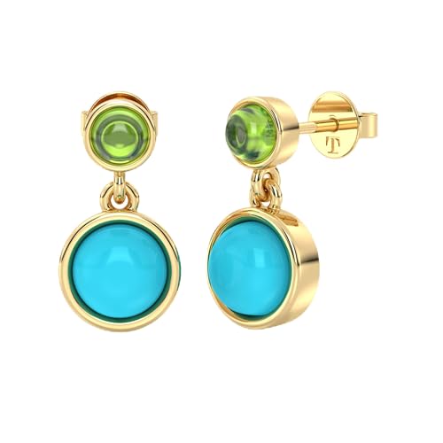 Natürliche Edelstein-Tropfen-Ohrringe aus vergoldetem Silber – lebendiges Edelstein-Statement | Sterlingsilber | Talula, 17x9mm, Sterling Silber Edelstein, Peridot Türkis von Talula