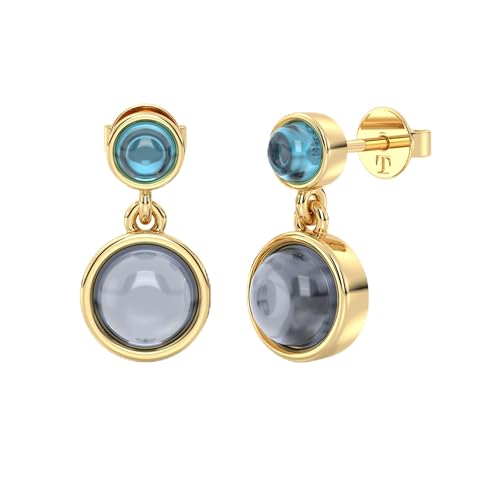 Natürliche Edelstein-Tropfen-Ohrringe aus vergoldetem Silber – lebendiges Edelstein-Statement | Sterlingsilber | Talula, 17x9mm, Sterling Silber Edelstein, Topas Mondstein von Talula