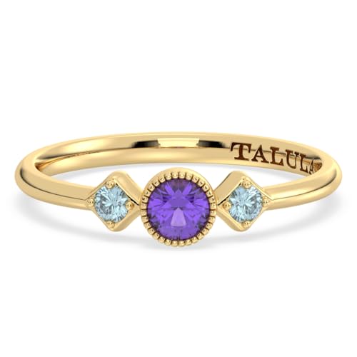 Radiant Trio Ring - 14 Karat vergoldetes 925er Silber mit natürlichen Edelsteinen, 20x5.5mm, Edelstein-Sterlingsilber, Amethyst Aquamarin von Talula