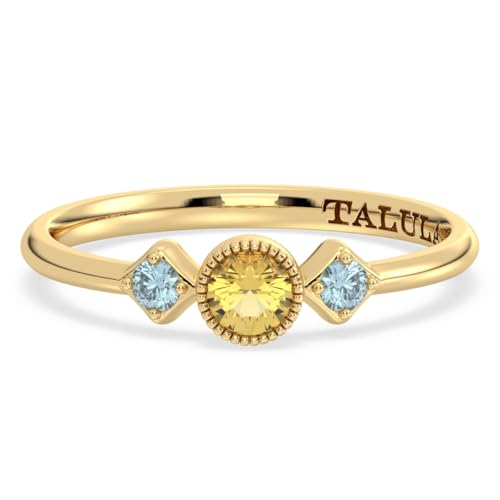 Radiant Trio Ring - 14 Karat vergoldetes 925er Silber mit natürlichen Edelsteinen, 20x5.5mm, Edelstein-Sterlingsilber, Citrin Aquamarin von Talula