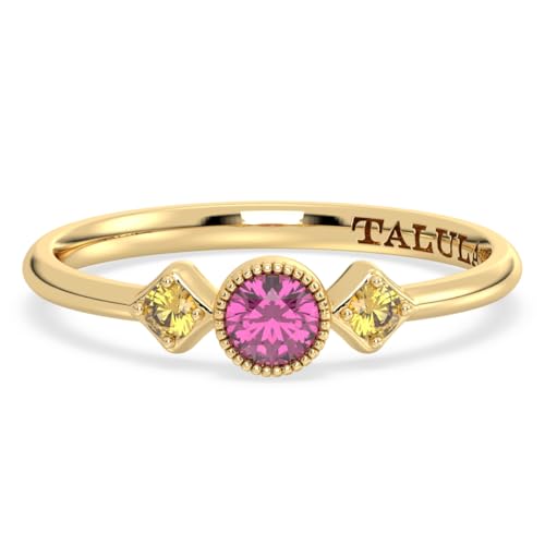 Radiant Trio Ring - 14 Karat vergoldetes 925er Silber mit natürlichen Edelsteinen, 20x5.5mm, Edelstein-Sterlingsilber, Granat Citrin von Talula