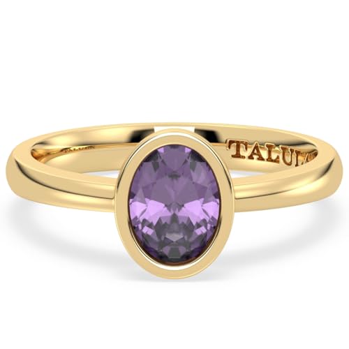 Solitärring mit natürlichem Edelstein, Lünettenfassung, Statement-Band, 21x10mm, Edelstein-Sterlingsilber, Amethyst von Talula