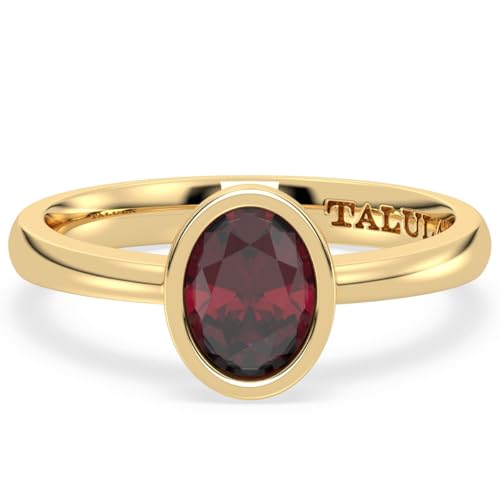 Solitärring mit natürlichem Edelstein, Lünettenfassung, Statement-Band, 21x10mm, Edelstein-Sterlingsilber, Granat von Talula