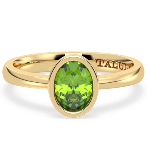 Solitärring mit natürlichem Edelstein, Lünettenfassung, Statement-Band, 21x10mm, Edelstein-Sterlingsilber, Peridot von Talula