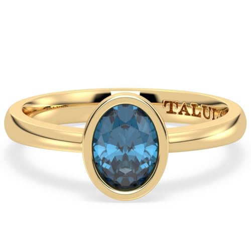 Solitärring mit natürlichem Edelstein, Lünettenfassung, Statement-Band, 21x10mm, Edelstein-Sterlingsilber, Topas von Talula