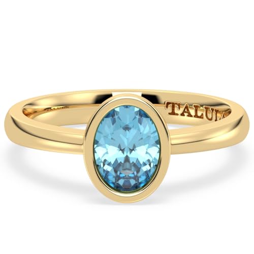 Solitärring mit natürlichem Edelstein, Lünettenfassung, Statement-Band, 21x10mm, Edelstein-Sterlingsilber, Topas von Talula