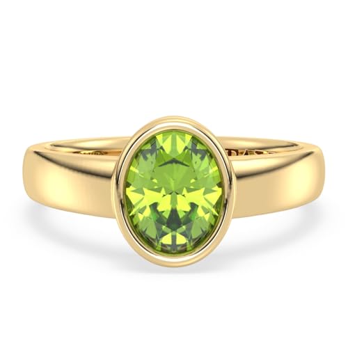 Talula Solitärring – 14 Karat vergoldetes 925er-Sterlingsilber in handgefertigter, minimalistischer Lünettenfassung, eleganter Geschenkschmuck, 22x11mm, Edelstein-Sterlingsilber, Peridot von Talula