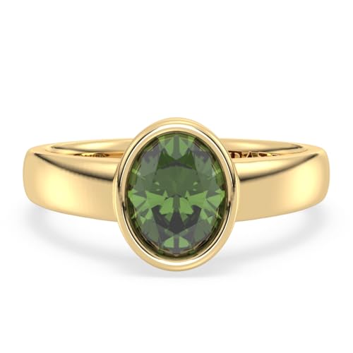 Talula Solitärring – 14 Karat vergoldetes 925er-Sterlingsilber in handgefertigter, minimalistischer Lünettenfassung, eleganter Geschenkschmuck, 22x11mm, Edelstein-Sterlingsilber, Turmalin von Talula