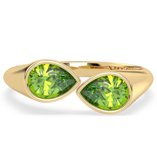 Talula Toi et Moi Edelsteinring mit Vergoldung | Doppel-Birnen-Design | Sterlingsilber, 6, Sterling Silber, Peridot von Talula
