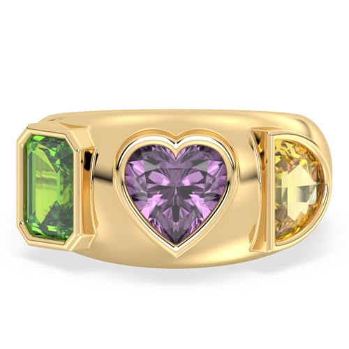 Talula Trio-Edelsteinring in 14 Karat vergoldetem 925er Silber Lünettenfassung, 9.6x11.2mm, Edelstein-Sterlingsilber, Amethyst Citrin Peridot von Talula
