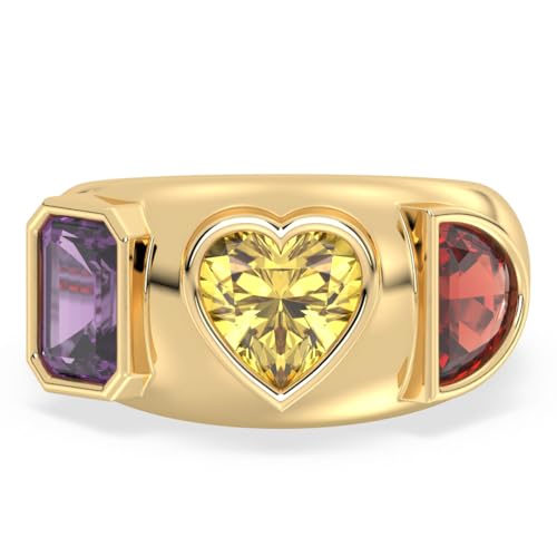 Talula Trio-Edelsteinring in 14 Karat vergoldetem 925er Silber Lünettenfassung, 9.6x11.2mm, Edelstein-Sterlingsilber, Citrin Granat Amethyst von Talula