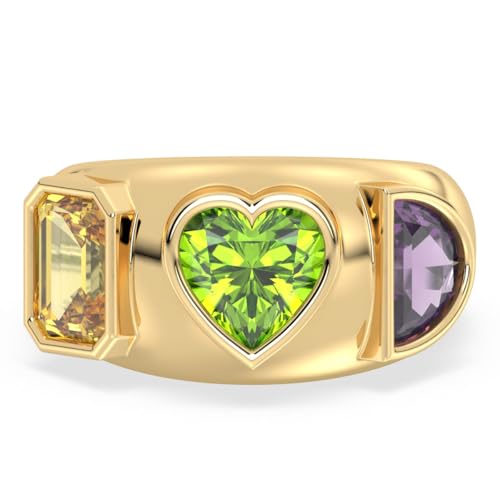 Talula Trio-Edelsteinring in 14 Karat vergoldetem 925er Silber Lünettenfassung, 9.6x11.2mm, Edelstein-Sterlingsilber, Peridot Amethyst Citrin von Talula