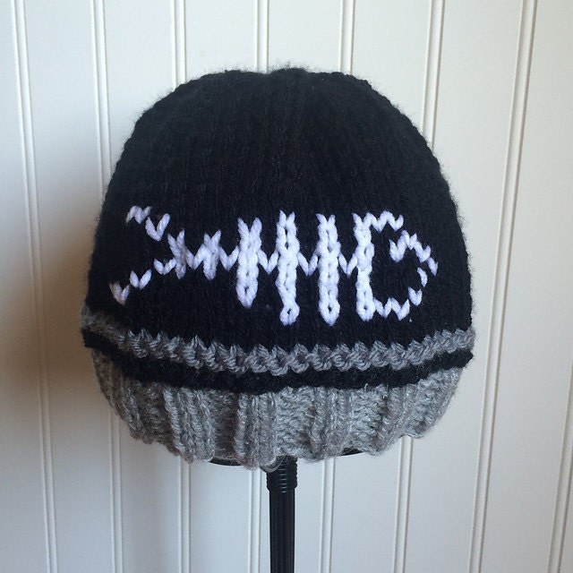 1-2 Jahre - Fisch-Gräte Mütze Handgestrickte Baby in Grau Und Schwarz von TalulaCrafts