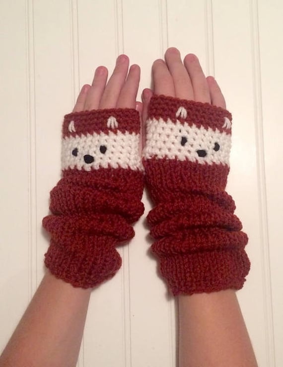 Fox Handschuhe - in Rost Rot Und Creme von TalulaCrafts