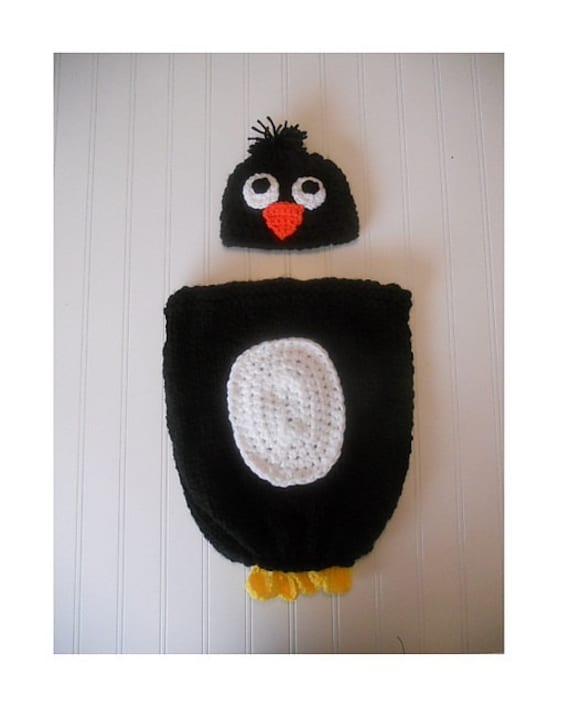 Niedlich Und Kuschelig - Baby-Pinguin-Kostüm Häkelmütze Cocoon-Sack von TalulaCrafts