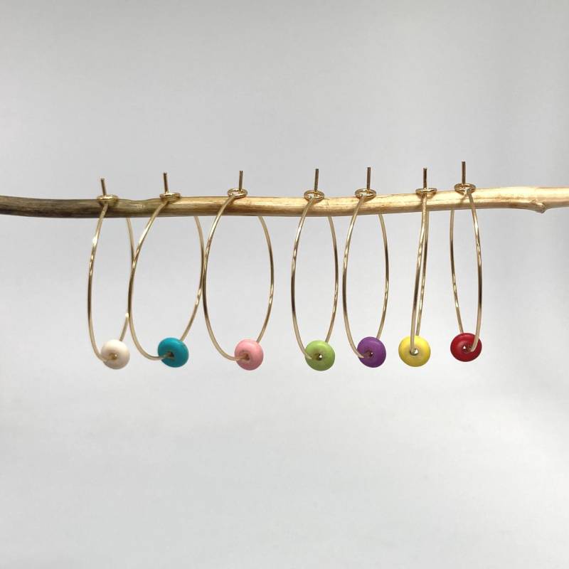 Zierliches Paar Goldene Creolen Ohrringe Mit Perle - Auswählbar von Talwerke