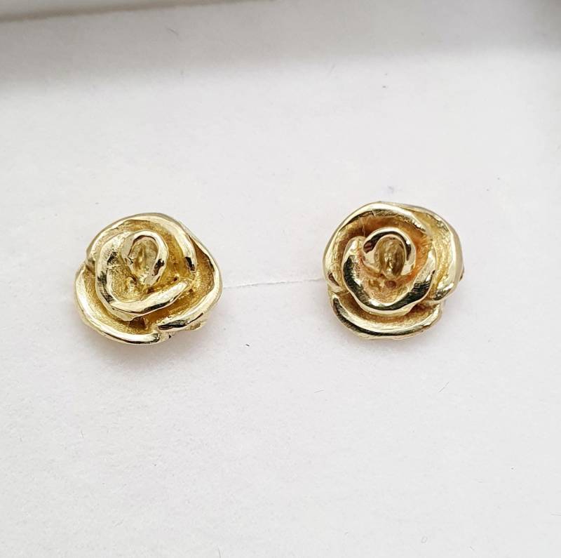 14-Karätigem Gold Ohrringe Handgefertigte Artisan Rose Stud Mädchen Frauen von TalyaHarelJewelry
