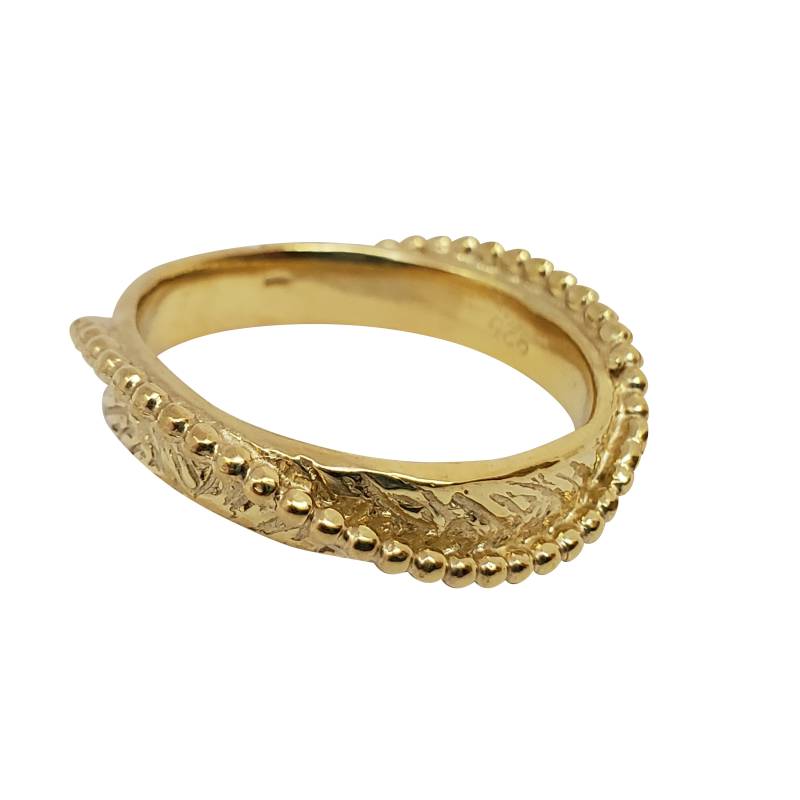 14K Gold Ehering Band Handcrafted Artisan Handarbeit Gemacht Einzigartige Textur Männer Frauen Unisex Größe 9 Braut von TalyaHarelJewelry