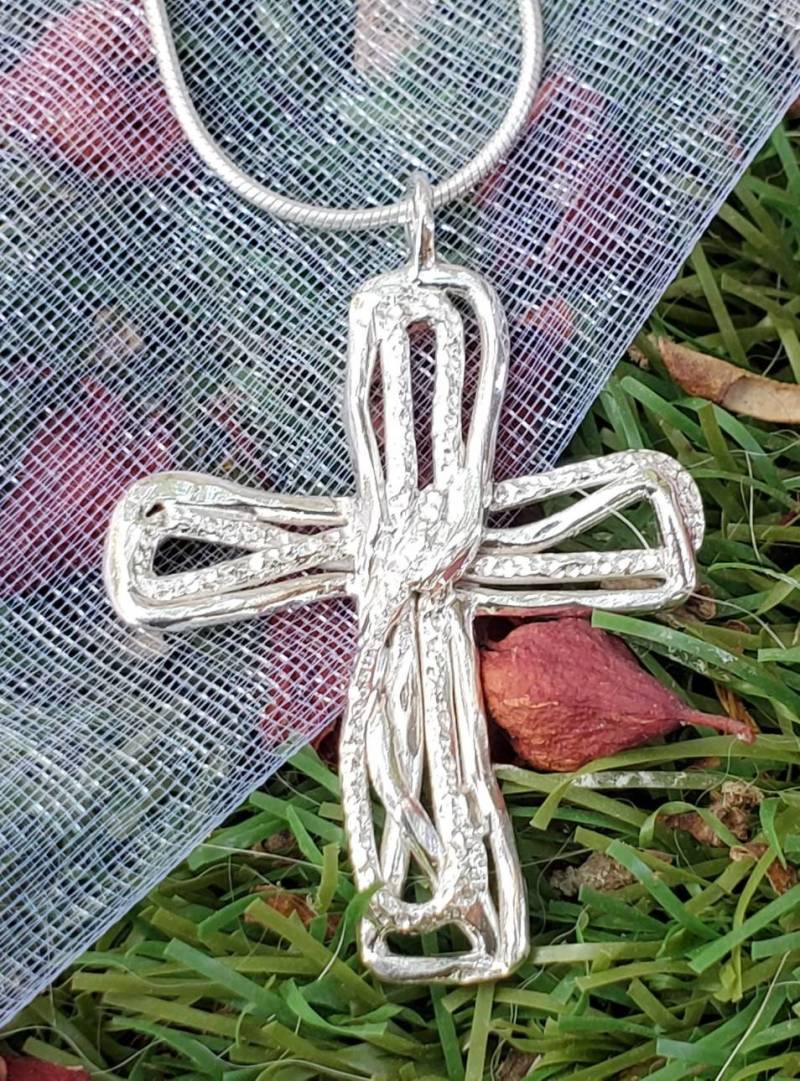 925 Sterling Silber Anhanger Handgefertigte Artisan Religion Kreuz Halskette Jesus von TalyaHarelJewelry