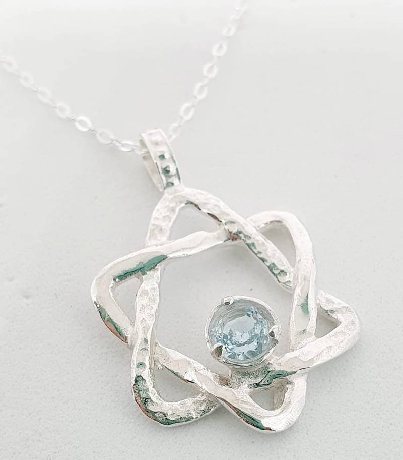 925 Sterling Silber Collier Handgefertigt Artisan Davidstern Anhanger Amethyst von TalyaHarelJewelry