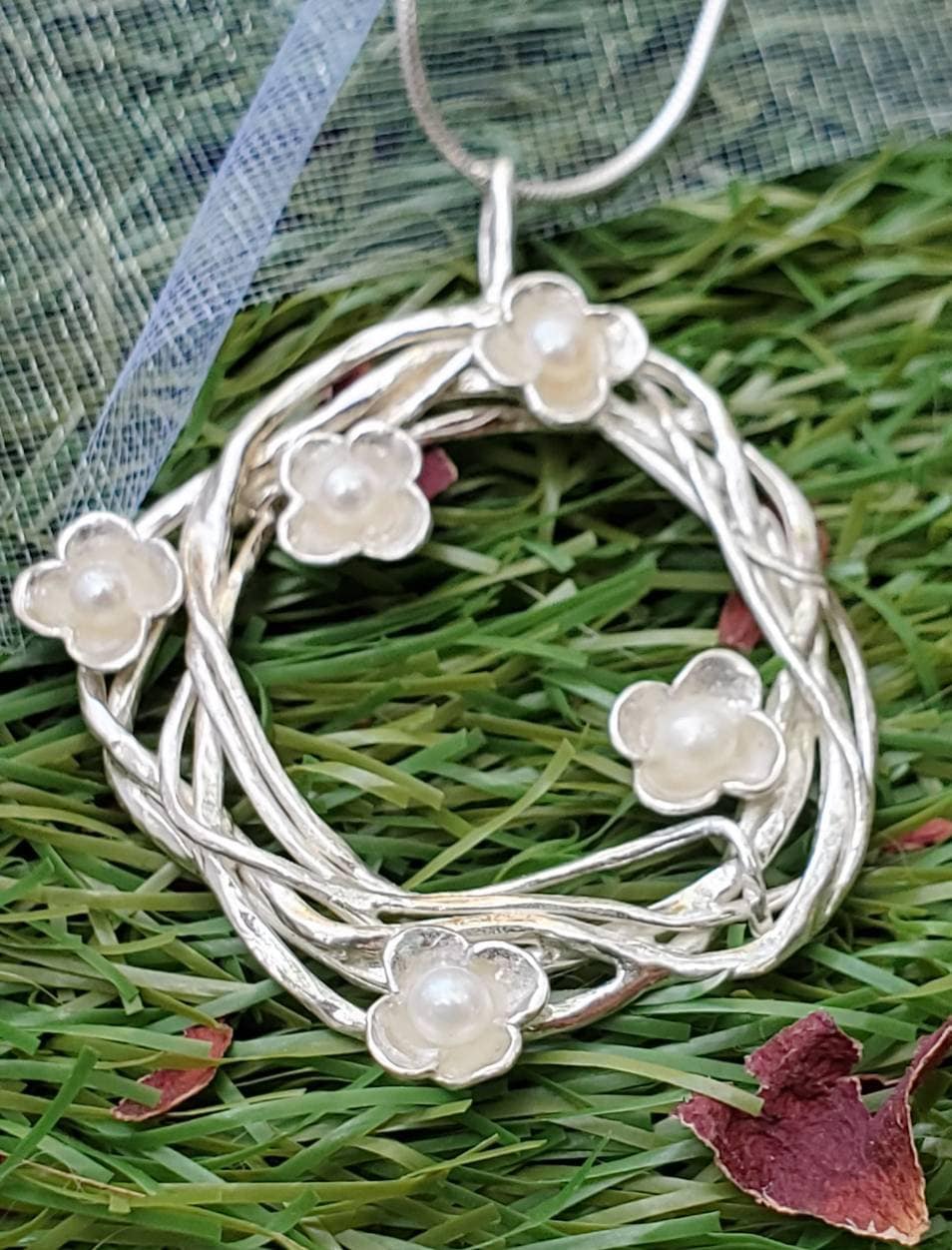 925 Sterling Silber Hanger Handgefertigte Artisan Handarbeit Gemacht Frauen Perlen Blumen von TalyaHarelJewelry