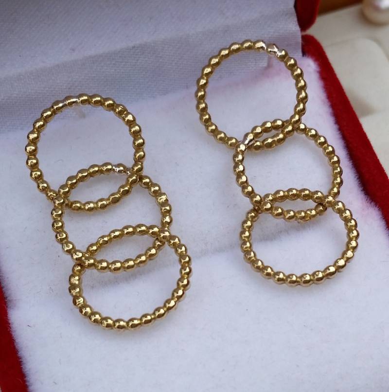 Gold Ohrringe 14K Gelb Stud-Leuchter-Ohrringe Handgemachte Artisan Crafted Frauen Braut Schneller Versand von TalyaHarelJewelry