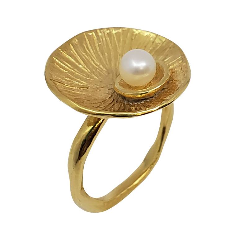 Gold Ring 14K Gelb Edelsteine Handgefertigte Artisan Crafted Textur Perlen-Größe 8 Frauen von TalyaHarelJewelry