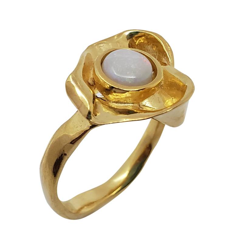 Gold Ring 14K Gelb Edelsteine Zirkon Handgefertigte Artisan Crafted Frauen Größe 8 Schmuck von TalyaHarelJewelry