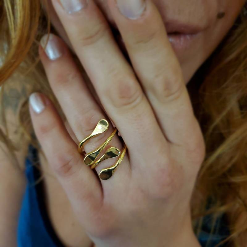 Gold Ring 14K Gelb Handgemachte Artisan Crafted Größe 8 Damen Herren Unisex von TalyaHarelJewelry