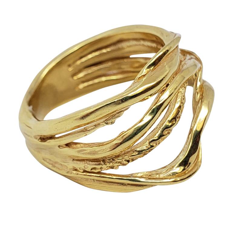 Gold Ring 14K Gelbgold Band Handgemachte Artisan Crafted Größe 8 Frauen Unisex Hochzeitsband von TalyaHarelJewelry