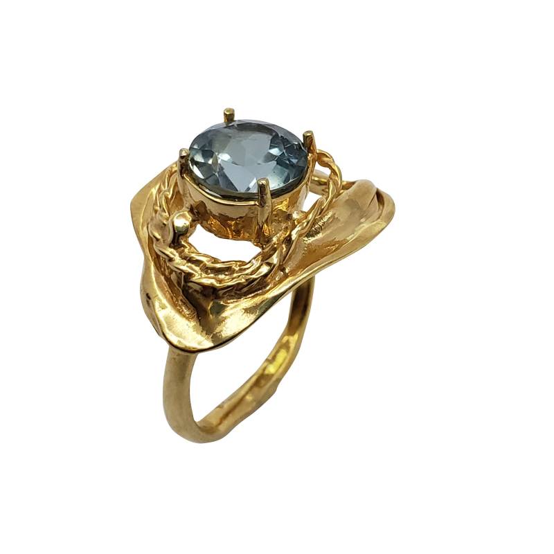 Gold Ring 14K Gelbgold Verlobungsring -Edelstein -Mondstein Handgemachte Artisan Crafted Größe 60 Frauen Braut von TalyaHarelJewelry