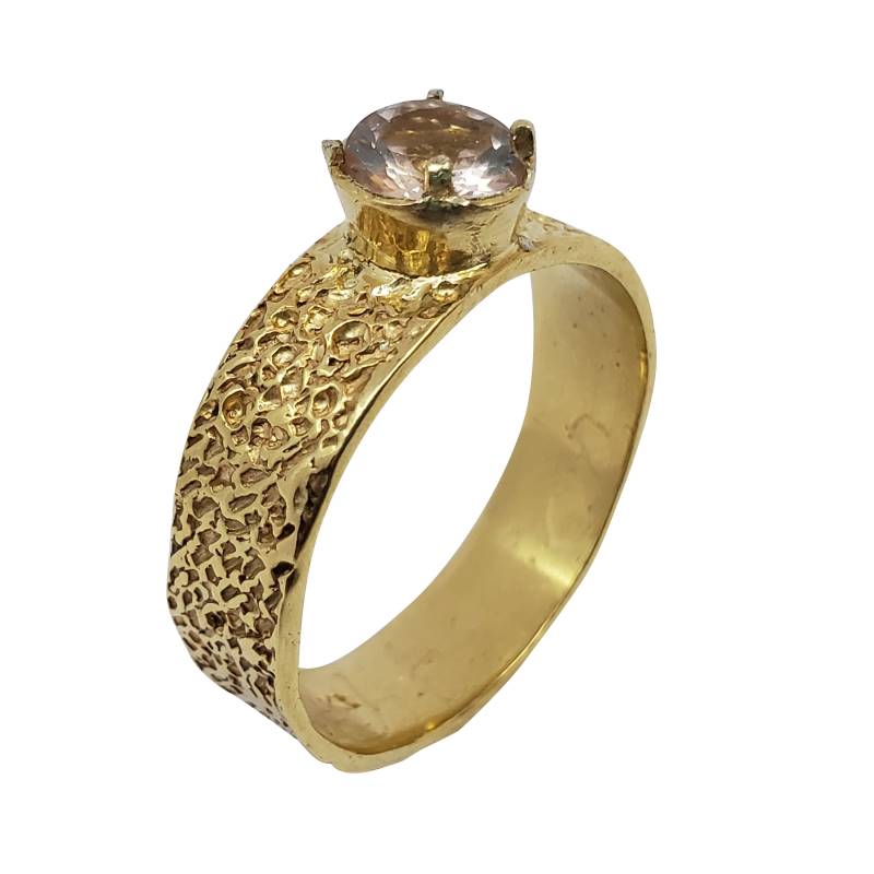 Gold Ring 14K Gelbgold Verlobungsring Edelsteine Amethyst Handgemachte Artisan Crafted Größe 9 Frauen Braut von TalyaHarelJewelry