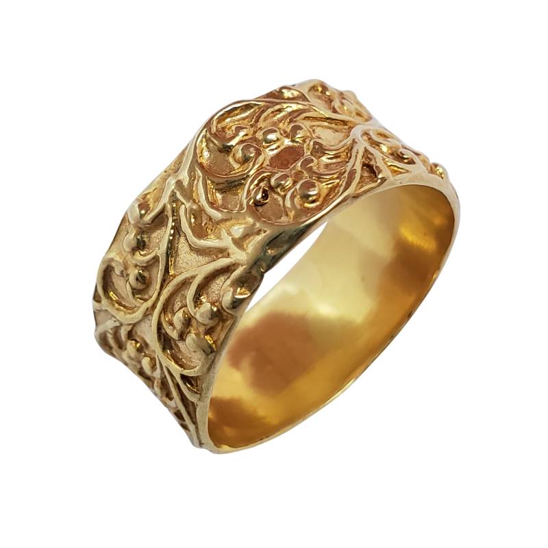 Goldenen Ring 14K Gelb Gold Hochzeits-Band Handgemachte Artisan Crafted Größe 58 Frauen Männer Braut Unisex von TalyaHarelJewelry
