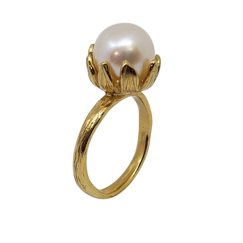 Ring 14K Gelbes Gold Perle Handgefertigte Artisan Crafted Größe 8 Frauen Schmuck Edelsteine von TalyaHarelJewelry