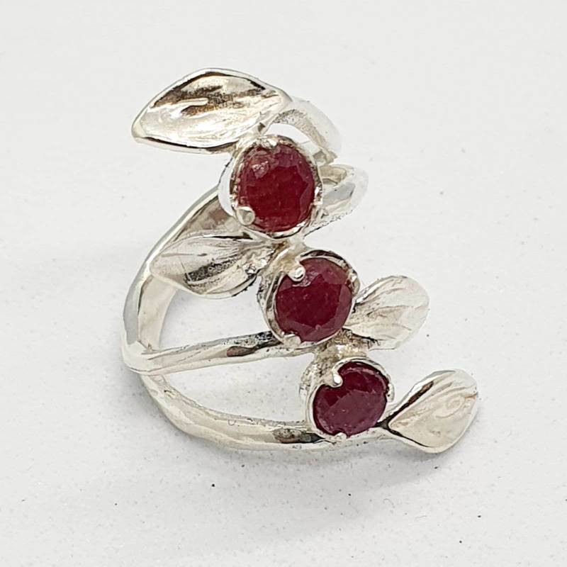 Ring 925 Sterlingsilber-Edelstein Amethyst Handgefertigte Artisan Blatt Größe 8 Kostenloser Versand von TalyaHarelJewelry