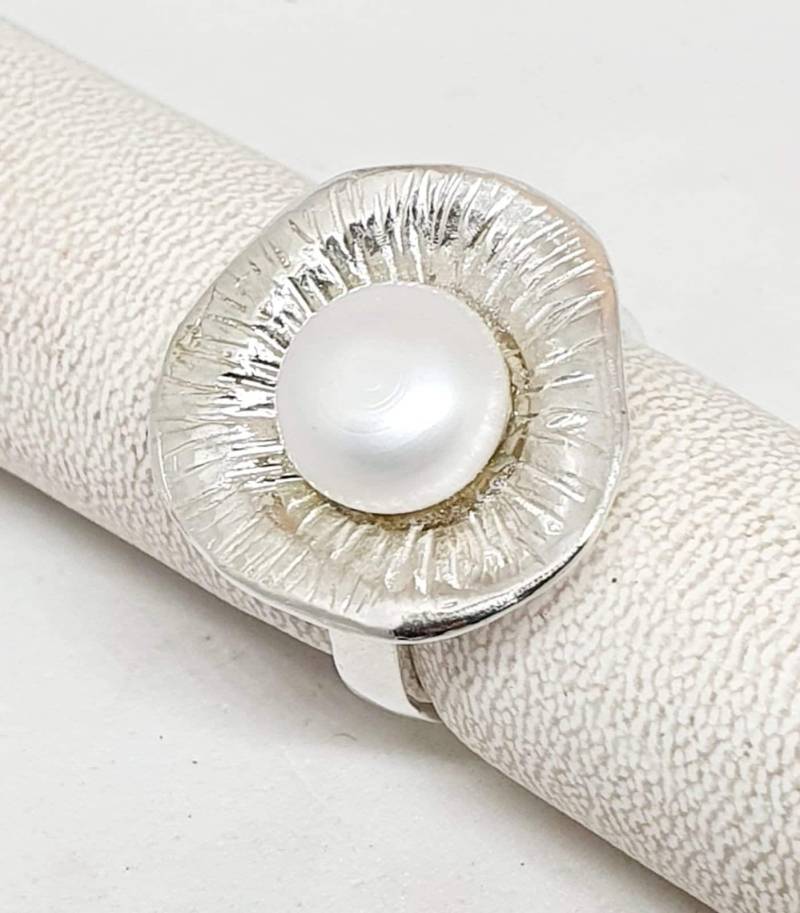 Ring Sterling Silber 925 Perlen Handgefertigt Artisan Crafted Größe 7 Frauen Versand Kostenfrei von TalyaHarelJewelry