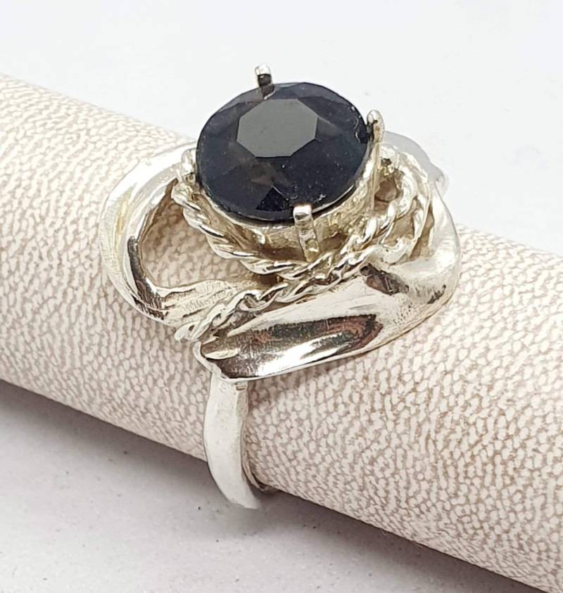 Silber Ring Sterling 925 Edelsteine Granat Handgemachte Artisan Crafted Größe 60 Frauen Versand Kostenfrei von TalyaHarelJewelry